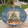 thumbnail image 6 of Round Outdoor Tablecloth with Umbrella Hole and Zipper, Blue Christmas Tree Fitted Table Cover with Elastic Edge for 31-35 Inch, Watercolor Xmas Snowflake Waterproof Patio Tablecoths for Picnic, 6 of 9
