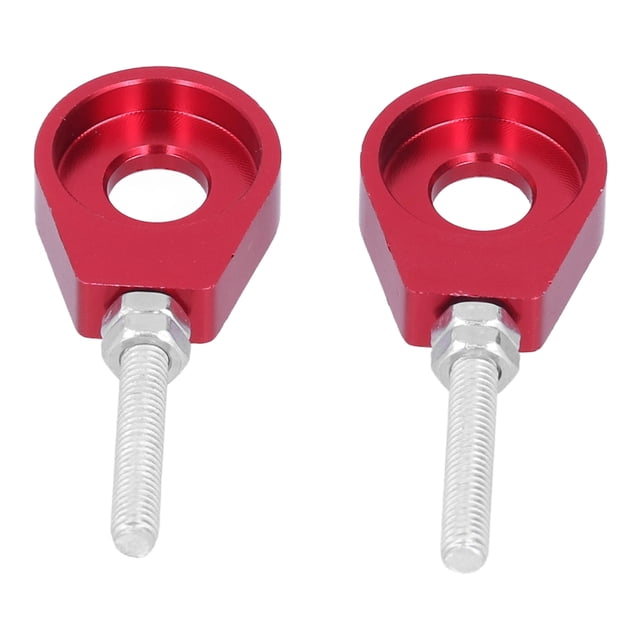 2 ajustadores tensores de cadena de 0,5 pulgadas de aluminio universales para motocicletas y bicicletas de montaña, color rojo