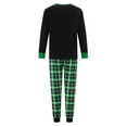thumbnail image 5 of Qiylii Family Matching Christmas Pajama Set, Parent-Child Letter Print Long Sleeve Tops Plaid Elastic Waist Pants for Holiday Pjs Outfits Green, 5 of 10