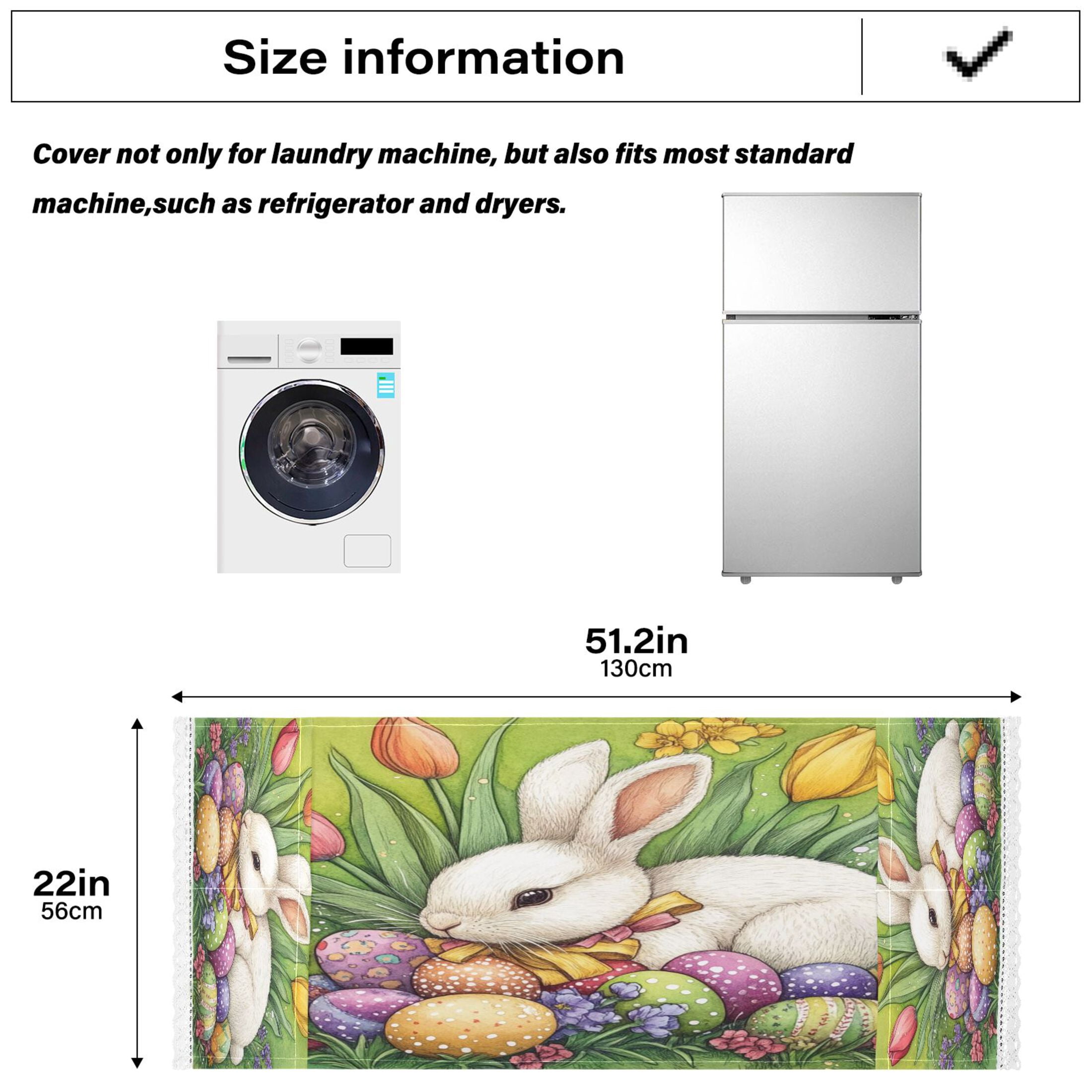 WOBOGO Easter White Bunny Washing Machine Cloth Dryer Refrigerator Top Cover Protective Non-Slip Mat For Kitchen Laundry