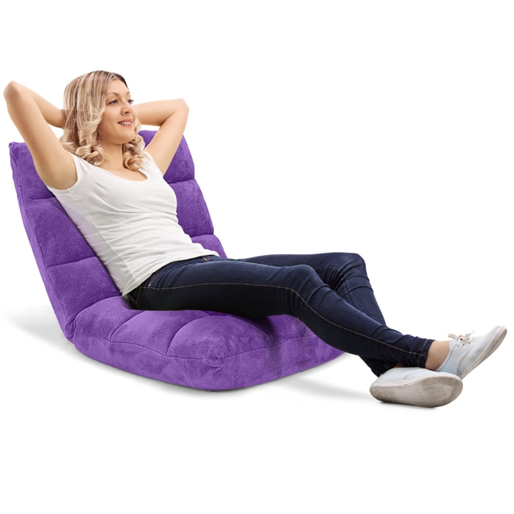 Finihen Adjustable 14-position Cushioned Floor Chair, Folding Lazy Sofa Chair for Living Room, Bedroom, for Gaming, Reading, Purple Finihen Adjustable 14-position Cushioned Floor Chair, Folding Lazy Sofa Chair for Living Room, Bedroom, for Gaming, Reading, Purple