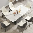 thumbnail image 2 of Modern 70" White Sintered Stone Dining Table, Black Metal Legs, Seats 6-8, Kitchen/Dining Room, Stain &amp; Heat Resistant, Easy Clean, 2 of 13
