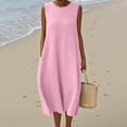 thumbnail image 2 of Cotton Linen Swimsuit Cover Up for Womens Scooped Neck Dress Sleeveless Mini Tank Dresses Light Breathable T Shirt Dress Ultra Soft Textured Athletic Stretch Blouses Beach Vacation Party Clothes, 2 of 6