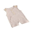 thumbnail image 2 of Summer Baby Boy Girl Knitted Rompers Ribbed Sleeveless Button Jumpsuits Outfits Ginger 12-18 Months, 2 of 6