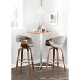 thumbnail image 5 of Curvini 30" Mid-Century Modern Fixed Height Barstool With Swivel In Walnut Wood And Grey Fabric - Set Of 2, 5 of 13
