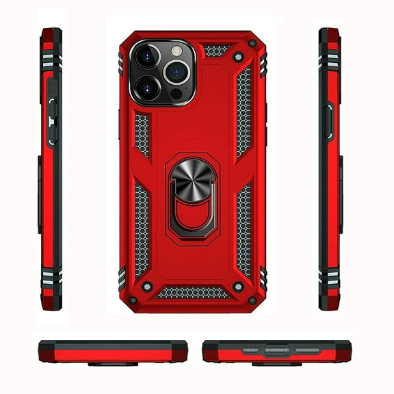 For iPhone 15 (2023, 6.1"), Shockproof Case Phone Cover Anti-Scratch Protective Cover with Ring Holder and Tempered Glass Screen