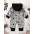 thumbnail image 4 of goowrom Bébé Garçon Printemps Automne Casual Combinaison Gris Rugby à Manches Longues Imprimé à Capuche Combinaison, 4 of 9
