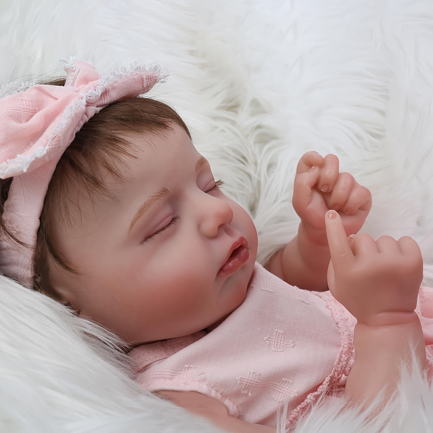Handmade Realistic 19-Inch Full Vinyl Lifelike Doll - Poseable Jointed Limbs & 360° Rotating, Pink Reborn Baby Doll