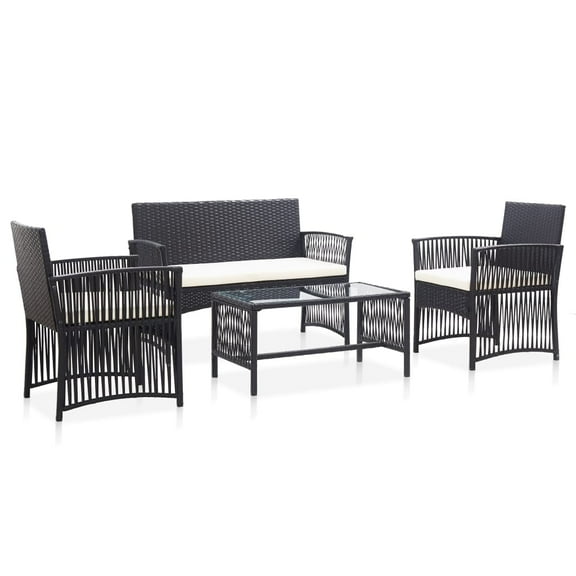vidaXL Patio Furniture Set 4 Piece Patio Sofa Conversation Set Poly Rattan