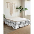 thumbnail image 2 of Black Botanical Wrap Around Bed Skirts for Queen Bed 18" Drop, Bed Skirt with Adjustable Elastic Belt Dust Ruffle Bed Valance for Bedroom Hotel Luxury Watercolor Summer Botanical Bed Frame Cover, 2 of 7