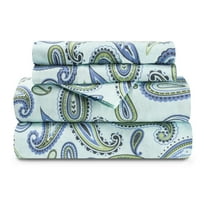 Superior 3-Count 145 GSM Light Blue Paisley Cotton Flannel Sheet Set, Twin XL