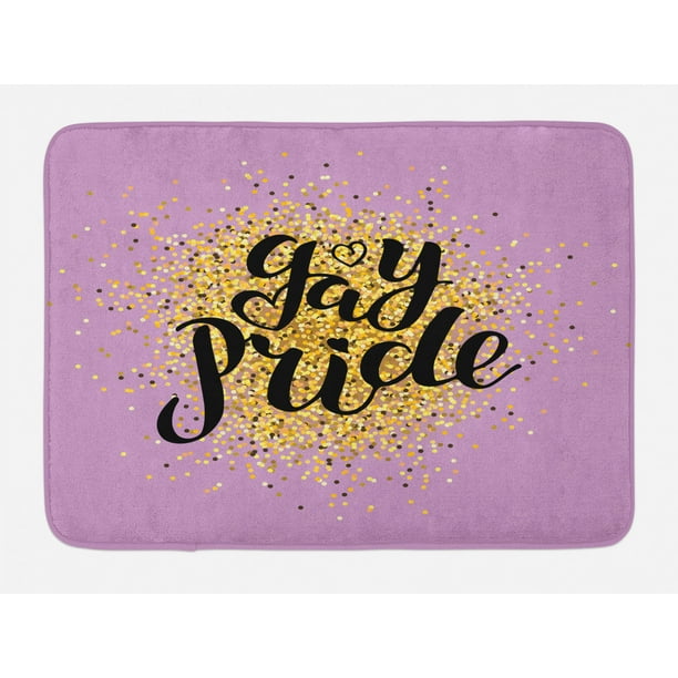 Pride Bath Mat Golden Yellow Tones Dots On Lilac With Cursive Gay Pride Lettering Plush Bathroom Decor Mat With Non Slip Backing 29 5 X 17 5 Lilac Multicolor By Ambesonne Walmart Com