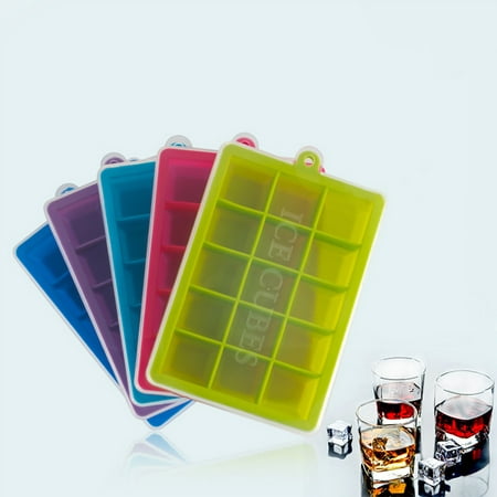 15-Hole Food Grade Silicone Ice Cube Mold Whisky Ice Tray with Lid Square-shape DIY Ice