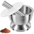thumbnail image 3 of Grusce Stainless Steel Mortar and Pestle Set Efficient Spice Crusher with Silicone Lid and Anti Slip Base Rustproof Pill Crusher Multifunctional Kitchen Manual Masher for Grinding Herbs Seasonings, 3 of 9