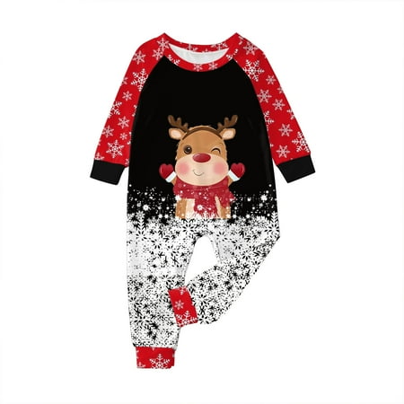 

Family Matching Outfits Christmas Printed Comfort Jumpsuit Pajamas With Hood (Kids) Matching Clothing Set