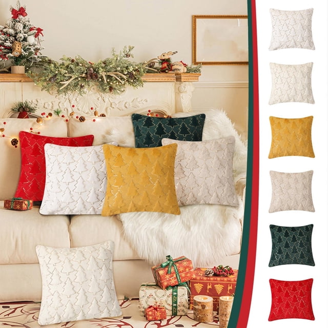 Funda decorativa de cojines de copo de nieve navideña - Funda de cojín de sofá de lino de poliéster de 19,68x19,68 pulgadas con bordado y decoración festiva del hogar