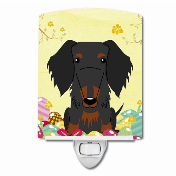 Caroline's Treasures BB6127CNL Easter Eggs Wire Haired Dachshund Black Tan Ceramic Night Light, 6x4x3", multicolor