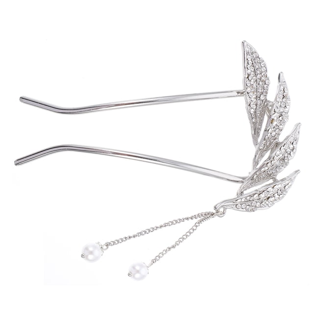 Horquilla con borla en forma de U, elegante pinza para el pelo con perlas y diamantes de imitación, para hacer moños