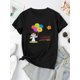 thumbnail image 2 of Women's Casual Crew Neck T-Shirt with Cartoon Balloon Print, Polyester 95% Spandex 5%, Medium Stretch Knit Fabric, Geometric Pattern, All-Season Fashion Top, Comfortable Clothing | Trendy Casual Top, 2 of 6