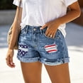 thumbnail image 4 of CIENVNSTG Womens 4Th Of July Summer Casual Patriotic Denim Shorts Star Flag Patchwork Ripped Distressed Cuffed Raw Hem Jean Shorts with Pockets for Daily Outdoor Wear Blue M, 4 of 6