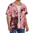 thumbnail image 2 of KLL Delicate Pink Carnations Print Men's Shirt Short Sleeve Button Down Summer Cuba Beach Shirts- Medium, 2 of 5