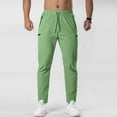 thumbnail image 2 of Iugvhana Men's Hiking Pants Quick-Dry Outdoor Travel Pants Elastic Waist Drawstring Lightweight Casual Athletic Workout Pants with Zipper Pockets Green L, 2 of 6