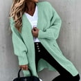 thumbnail image 3 of CILENON Plus Size Cardigan Custom Vintage Loose Fall Long Plain Knit Hooded Cardigan Sweater for Women (Mint Green,L), 3 of 7