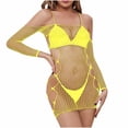 thumbnail image 2 of uublik Womens Lingerie Sets Valentine's Day One Piece Nightwear Lace Nightgown Bodysuit Chemise Sleepwear Yellow Free Size, 2 of 3