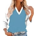 thumbnail image 2 of Womens 3/4 Length Sleeve Tops, Yigetop Women's Tops Printed Women's Top 3/4 Sleeves Blouse Short Sleeve T Shirt V Neck T Shirt 3/4 Sleeve Top Sky Blue 2XL, 2 of 6