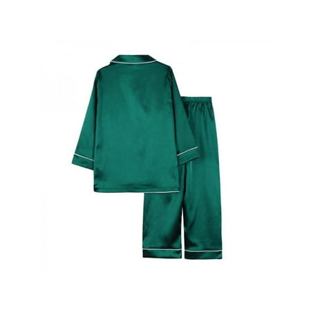 

Kids Silk Satin Pajamas Set Kids Suit Long Sleeve Sleepwear Nightwear 7-10T