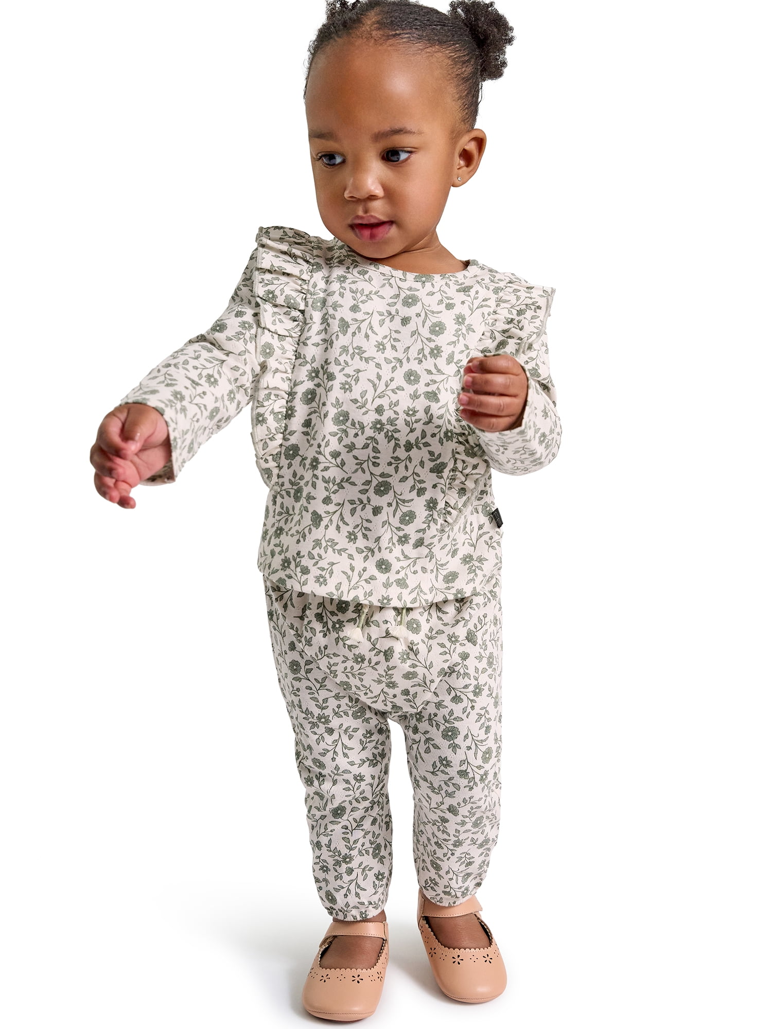 Modern Moments by Gerber Baby Girl Pant Set with Ruffle Detail, 2-Piece, Sizes 0/3 Months - 24 Months
