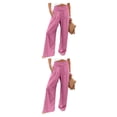 thumbnail image 4 of Sonducket Mujer verano primavera pantalones bolsillos Color sólido largo suelto Casual pierna ancha estirable Vintage Streetwear rosa XXL Rosa XXL 2piezas, 4 of 6