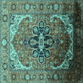 thumbnail image 1 of Ahgly Company Indoor Square Oriental Turquoise Blue Industrial Area Rugs, 4' Square, 1 of 4