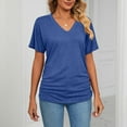 thumbnail image 2 of Workout Tops for Women V Neck Summer Casual Loose Fitting Comfy Top Tee Shirts Dailywear Short Sleeve Basic Tshirt (X-Large, Blue), 2 of 5