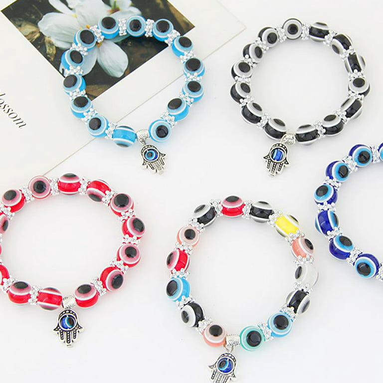 Miuline 450pcs Evil Eye Beads,6mm Flat Round Eye Bracelet Beads 15 Colors  for DIY Jewelry Making 