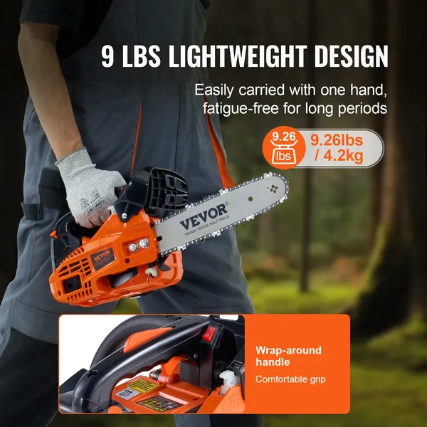 12" Gasoline Chainsaw 25.4CC for Wood Cutting-Powerful Engine for Efficient Cutting
