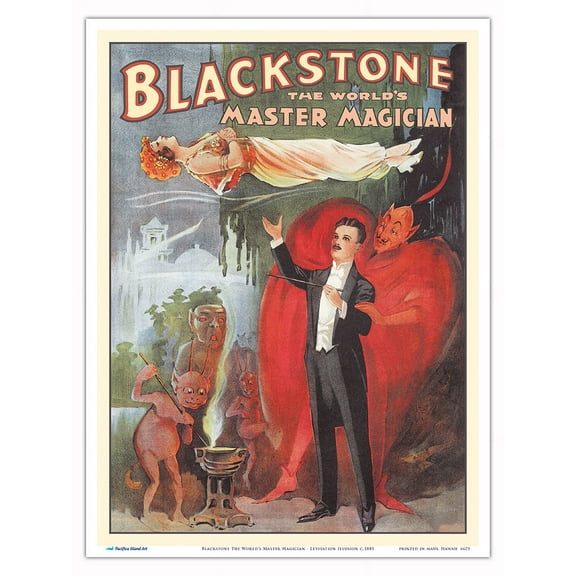 Blackstone The World’s Master Magician - Levitation Illusion - Vintage Magic Poster c.1885 - Master Art Print (Unframed) 9in x 12in