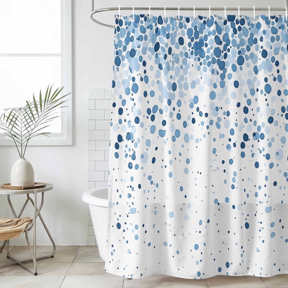 Blue Polka Dot Waterproof Fabric Shower Curtain,Abstract Modern Art Dots Watercolor Waterproof Fabric Shower Curtain for Bathroom Curtains Bathtubs Hotel Shower Curtains with 12 Hooks Stall 48x72in