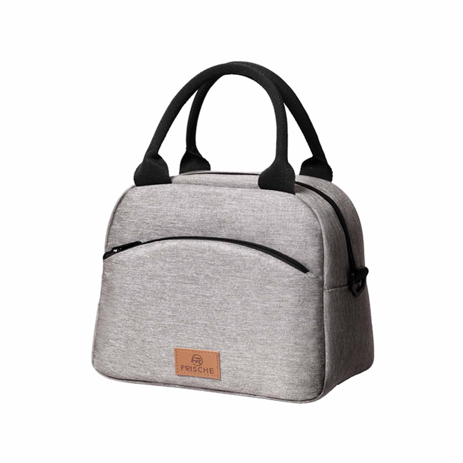 SCNOR Lunch Bag for Women and Men,Insulated Lunch Tote,Stitch Bento Bags,Oxford cloth,Gray