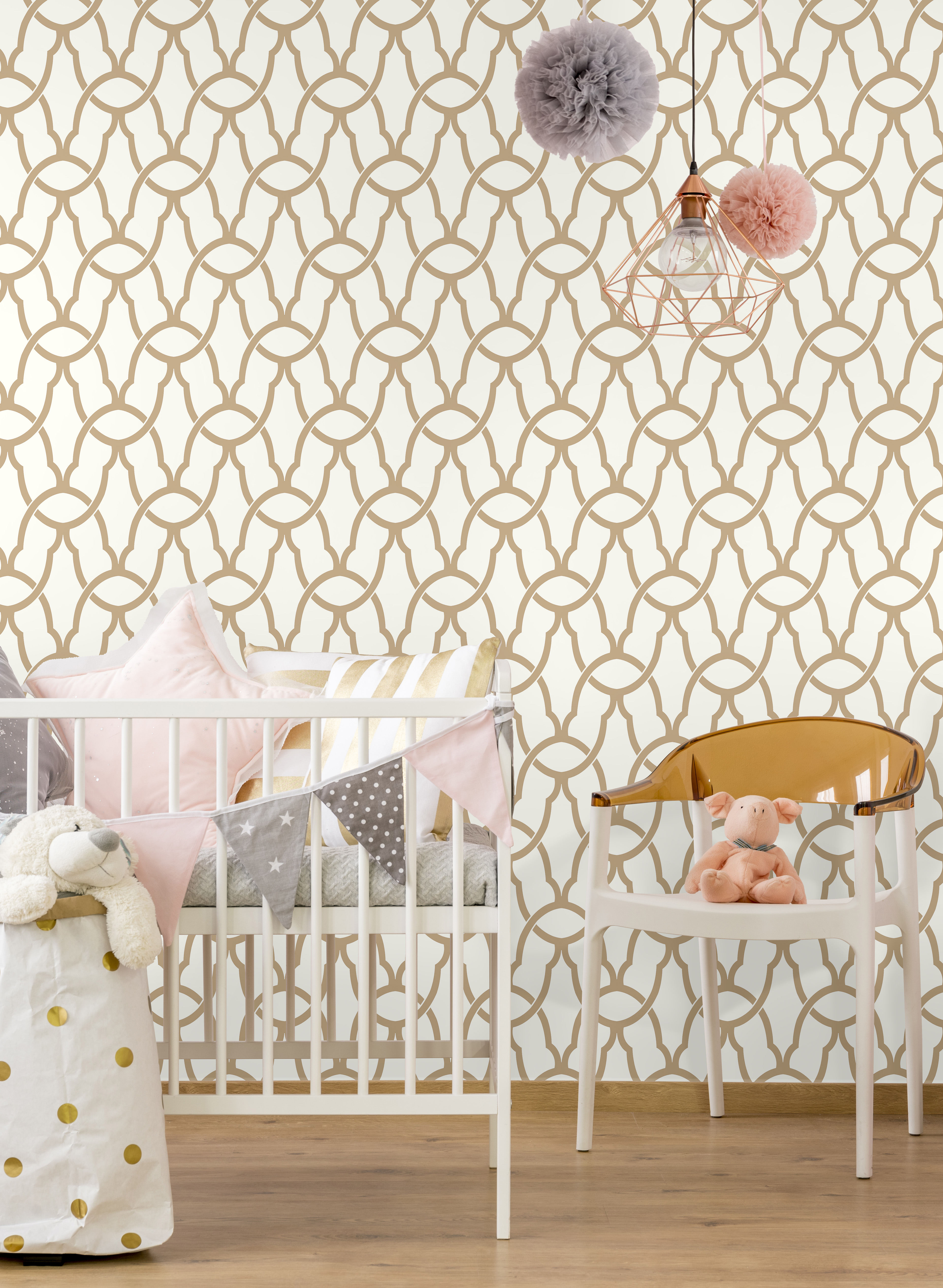 RoomMates Gold Trellis Peel & Stick Wallpaper
