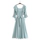 thumbnail image 3 of Vestido de manga corta con cuello cuadrado vintage de TEELYNN para mujer, vestidos casuales de verano con volantes y cintura alta, vestidos bohemios con borlas 2022, 3 of 4