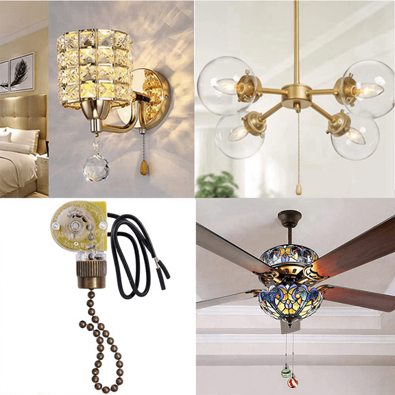 Ceiling Fan Light Switch ZE-109 Two-Wire Light Switch with Pull Cords for Ceiling Light Fans Lamps 8Pcs Bronze