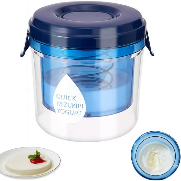 Greek Yogurt Strainer with Lid.Yogurt Filter with Ultra Fine Mesh,to Makes small batches(450g) of Thick Creamy Greek or Coconut Yogurt, 5.12*5.12*5.12inch, Clear and bule