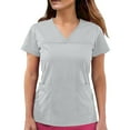 thumbnail image 4 of Ohufal Scrubs for Women, V Neck Short Sleeve Scrubs Tops Casual Solid Color Workwear T-shirts Work Uniform with Pockets, 4 of 8
