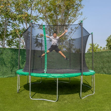Sportspower TruJump 12' Trampoline with Safety Enclosure & Jump Mat with Lifetime Warranty (Green)