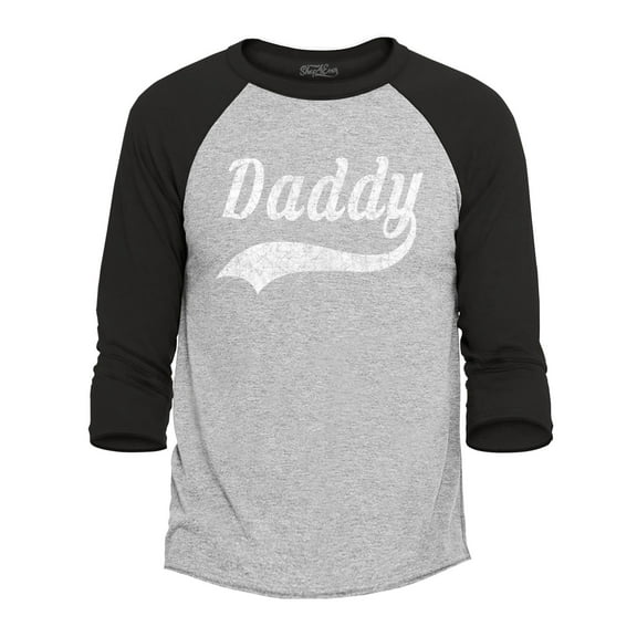 Shop4Ever Men's Daddy Classic Baseball Gift for Father Raglan Baseball Shirt Large Heather Grey/Black