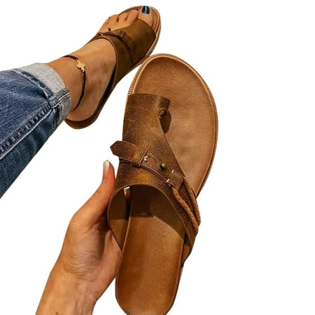 

Women s Comfy Sandals Comfort Slip On Summer s Sandals Casual Bohemia Gladiator Wedge Shoes 41 Brown