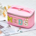 thumbnail image 4 of Estuche de maquillaje Geetery Chenille Letter Bag de nailon rosa para mujer, 4 of 7