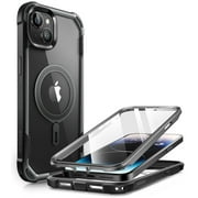 i-Blason AresMag for iPhone 15 Case/iPhone 14 Case/iPhone 13 Case [6.1 inch], [MagSafe Compatible] Full-Body Shockproof Rugged Clear Bumper Case with Built-in Screen Protector (Black)