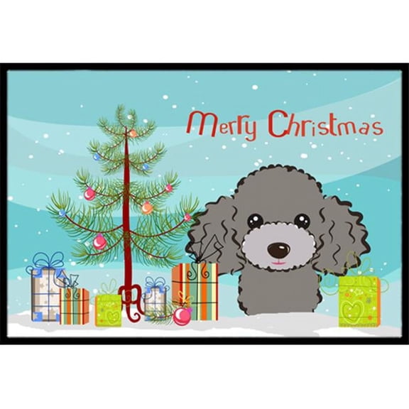 Caroline's Treasures BB1631MAT Christmas Tree and Silver Gray Poodle Door Mat, Indoor Rug or Outdoor Welcome Mat 18x27